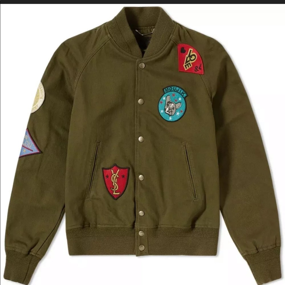 Saint Laurent men’s “smoking forever” jacket.